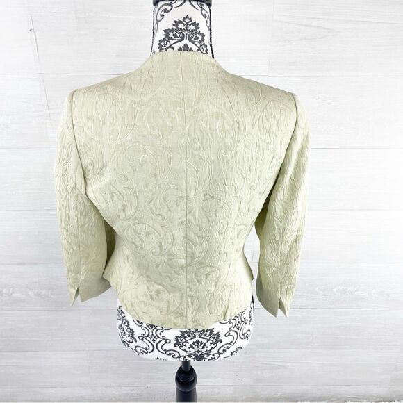 Rickie Freeman for Teri Jon Paisley Gemstone Heart Button Peplum Blazer Jacket - Picture 4 of 6